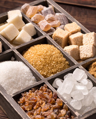 Various kinds of sugar in box