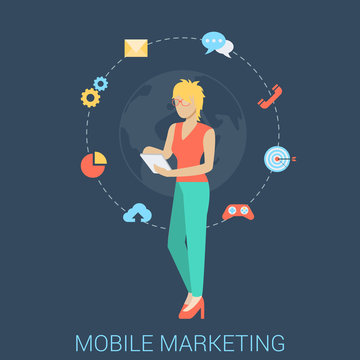 Mobile marketing strategy vector flat style concept