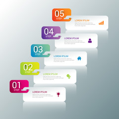 5 steps process labels infographics mockup template background