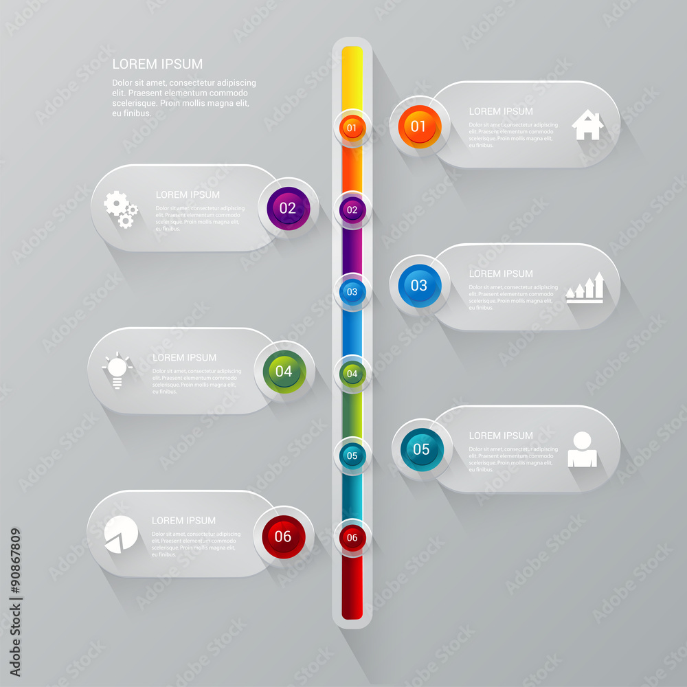 Poster timeline process mindmap report vector infographics