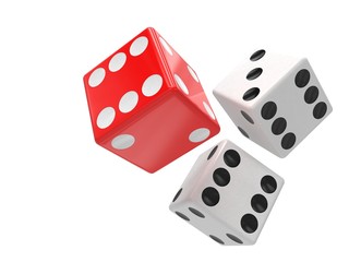three dices on white
