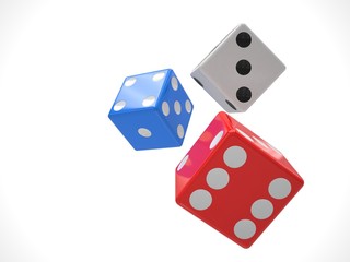 three dices on white