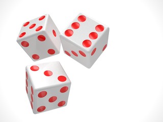 three dices on white