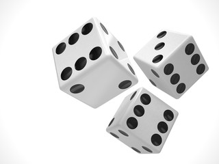 three dices on white