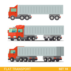 Flat 3d isometric city transport icon set: trucks