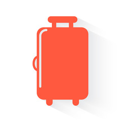 Luggage symbol in orange with drop shadow on white