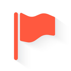 Flag symbol in orange with drop shadow on white