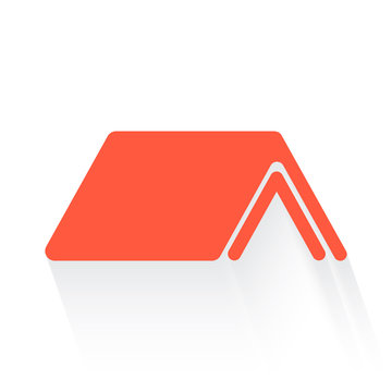 Shelter symbol in orange with drop shadow on white