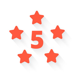 Five Star symbol in orange with drop shadow on white