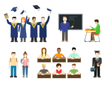 Flat vector education: students, teacher, graduate, university