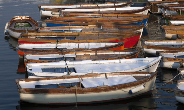 Wooden boats in Naples harbour