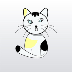 Emoji cat illustration over gray color background