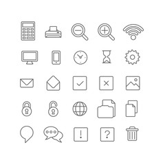 Lineart vector flat web site mobile interface app icons