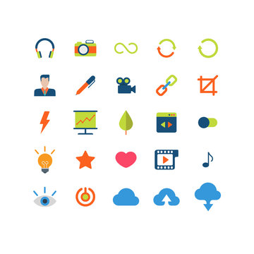 Flat vector mobile web app interface icon pack