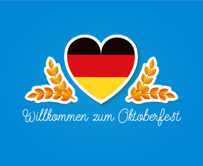 Germany flag in heart shape with two slikes and german text