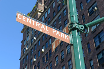 Central Park West road sign, Manhattan New York - 90872070