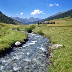 Fototapeta na wymiar Switzerland: alpine valley view