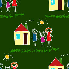 Colorful seamless pattern on blackboard.