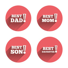 Best mom and dad, son, daughter icons.