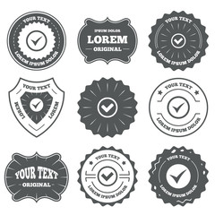 Check signs. Checkbox confirm icons.