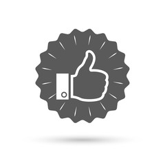 Like sign icon. Hand finger up symbol.