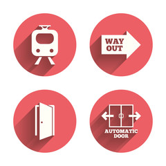 Train railway icon. Automatic door symbol.