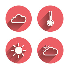 Weather icons. Cloud and sun. Temperature symbol