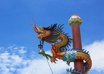 Fototapeta na wymiar dragon pillars under blue sky