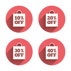 Sale bag tag icons. Discount symbols.