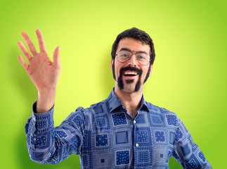 Naklejka premium Vintage young man saluting
