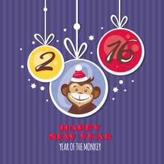 New year greeting card with monkey