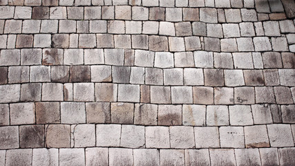 Stone base of the old Imperial Palace at location chiyoda japan.