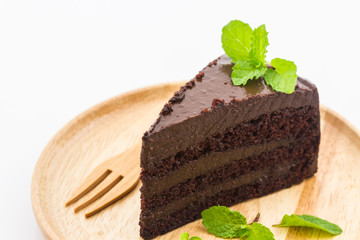 Chocolate cake slice.