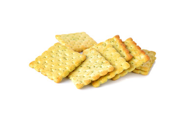 vegetable crackers on white background