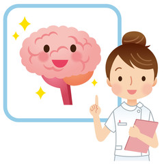脳について説明する看護師　医療