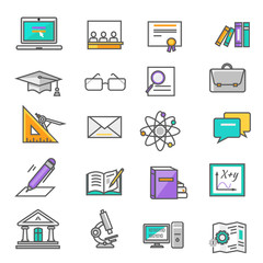 Set of Thin Lines Icons Education