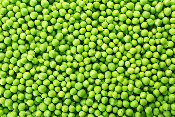 Heap of fresh green peas close up
