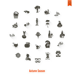 Set of Flat Autumn Icons