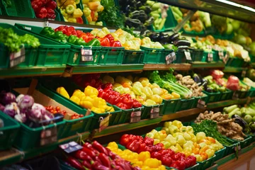 Fond de hotte en verre imprimé Légumes légumes de supermarché