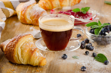Coffee and fresh croissants