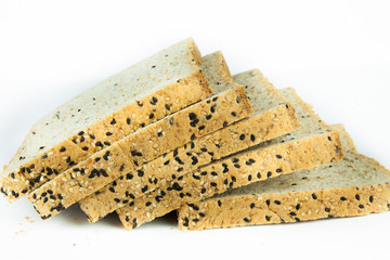Fresh sliced wholewheat bread with various seeds and multigrain