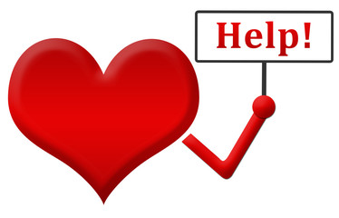Help Heart Holding Signboard 
