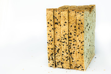 Fresh sliced wholewheat bread with various seeds and multigrain