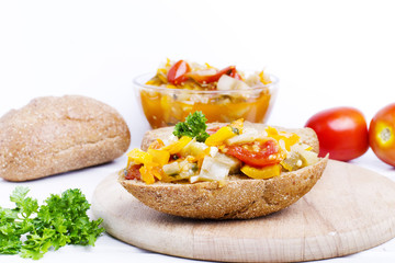 sauteed eggplant with bread