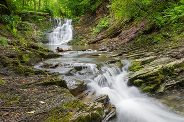 Fototapeta premium Waterfall in Iwla, Beskid Niski mountain range in Polish Carpathian Mountains