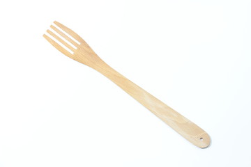 Wooden fork isolated on white background