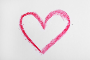Painted heart on white paper background