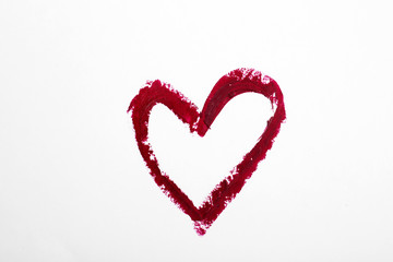 Painted heart on white paper background