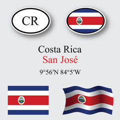 costa rica icons set