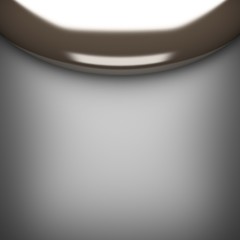 polished metal element on gray background